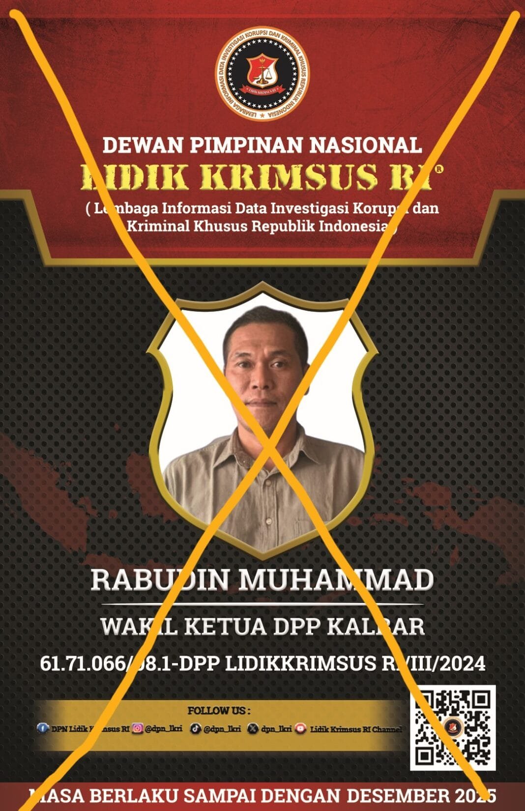 Tegas! DPN LIDIK KRIMSUS RI Resmi Pecat Rabudin Muhammad