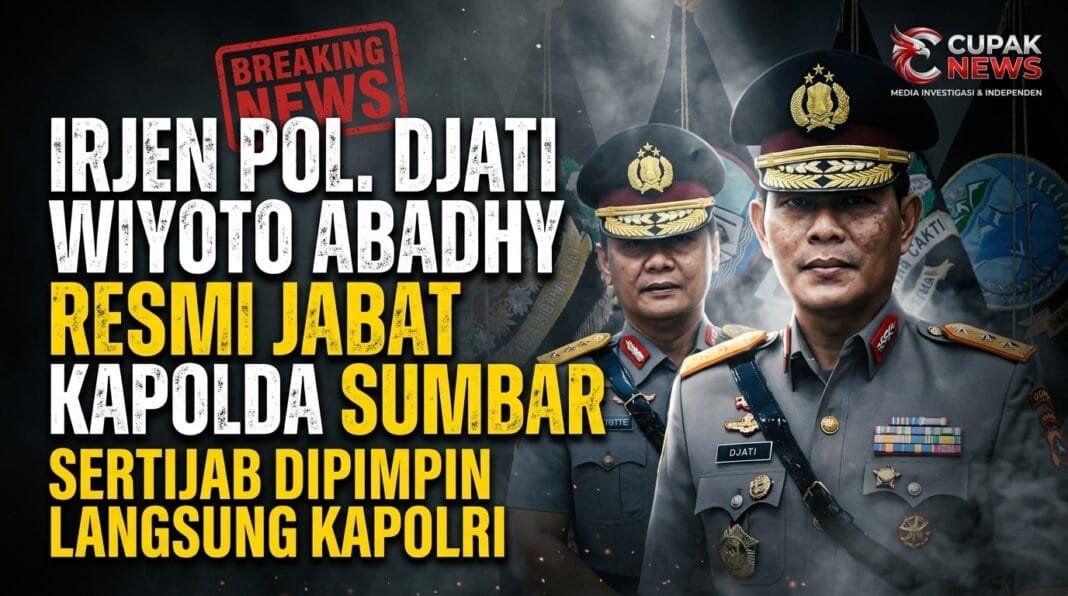 Irjen Pol. Djati Wiyoto Abadhy Resmi Jabat Kapolda Sumbar, Sertijab Dipimpin Langsung Kapolri