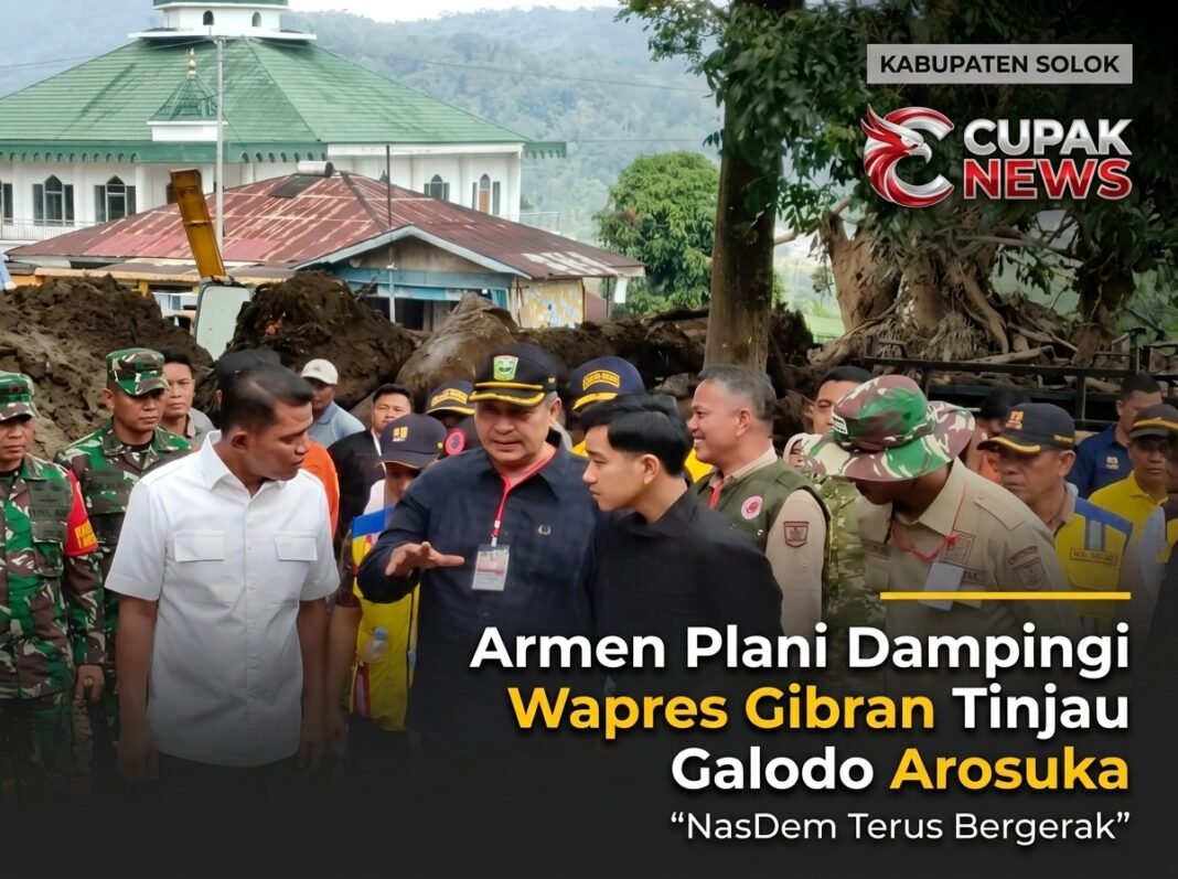 Armen Plani mendampingi Wapres Gibran meninjau galodo Arosuka