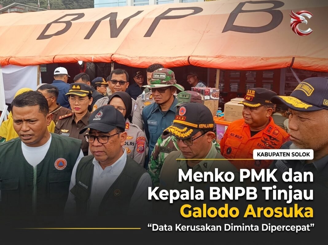 Menko PMK dan Kepala BNPB Tinjau Galodo Arosuka, Data Kerusakan Diminta Dipercepat