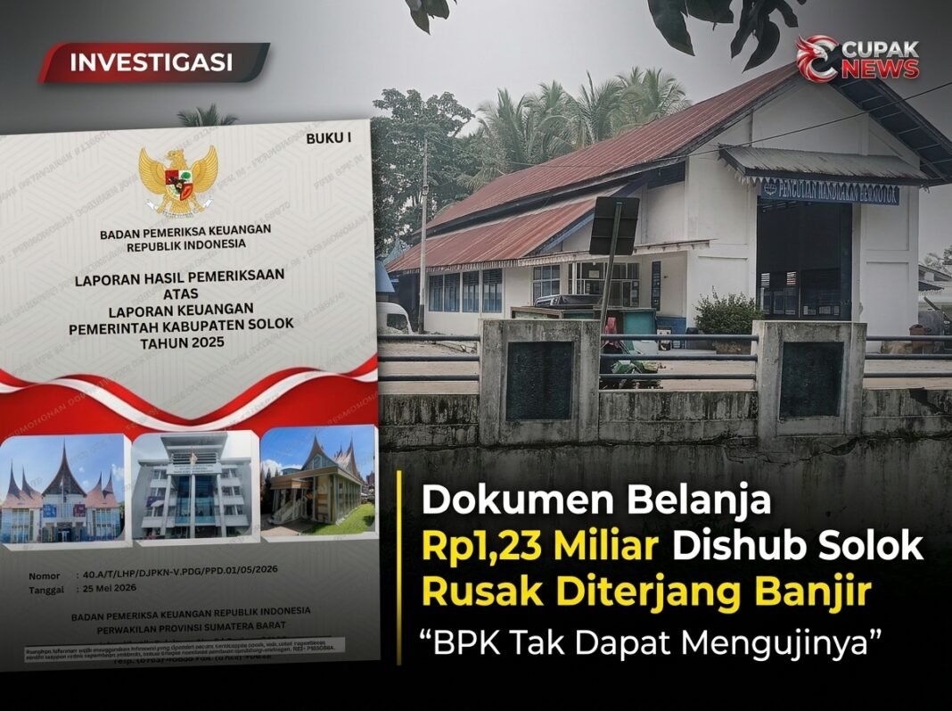 Dokumen Belanja Rp1,23 Miliar Dishub Solok Rusak Diterjang Banjir, BPK Tak Dapat Mengujinya