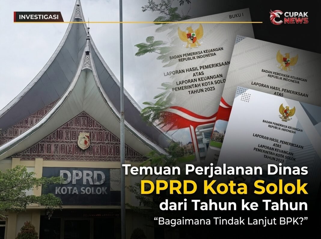 Gedung DPRD Kota Solok terkait laporan temuan perjalanan dinas dalam pemeriksaan BPK tahun 2023 hingga 2025